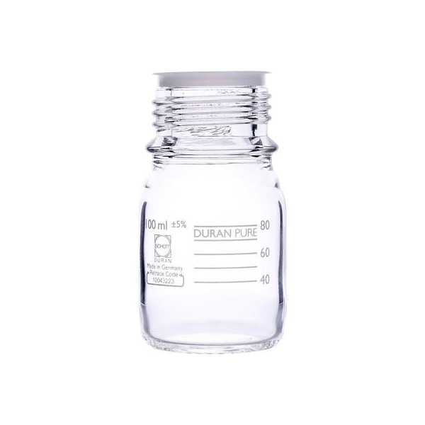 Cp Lab Safety. Duran PURE Bottle Only, Clear Borosilicate Glass, GL45, 100ML, Case of 10 818012406 - main